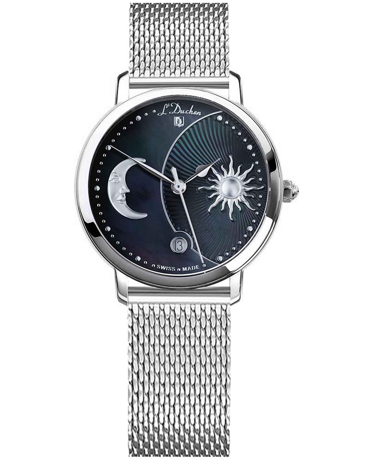 L'Duchen L'Duchen Day & Night D 781.11.31 M  D 781.11.31 M кварцевые женские часы черный циферблат, браслет нержавеющая сталь — вид спереди